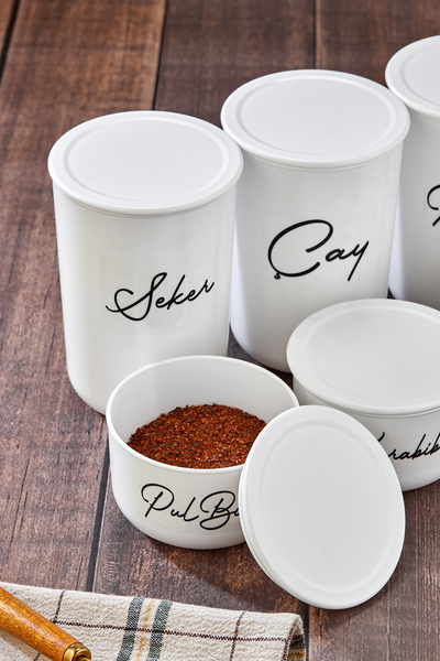 MODA OZY 6-Piece Vacuum Lid Acrylic (Plastic) Jar Set 900Ml/400Ml Transparent Labelled Storage Container