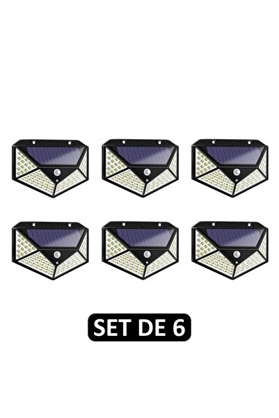 hoffmans Set of 6 x 100 LED Solar Lights Outdoor - with Solar Panel, Motion Sensor, Economical, IP65