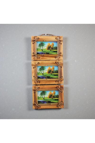 e-life shop Handmade Natural Wood 3-Piece Bamboo Photo Frame Decorative Home ...