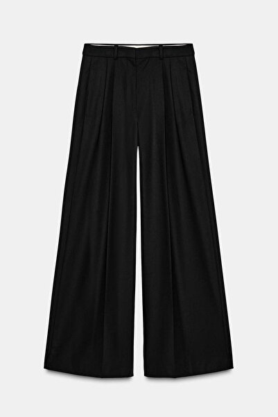 Açelya Okcu Premium Ballard Mid-Waist Wide-Leg Woven Pants