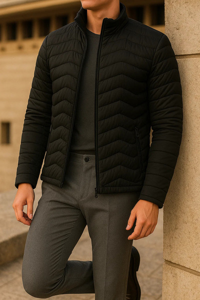 comstar Men's Casual Lined Black Puffer Jacket