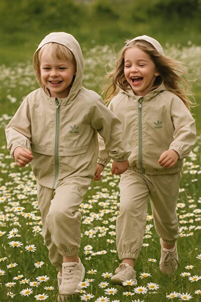 NOBLEKIDS Logo Printed Kids Sport Set – Zippered Top & Pants, Lined, Ages 2–8