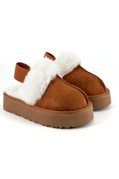 Noliva Tan Rubber Band Women's Plush Slippers