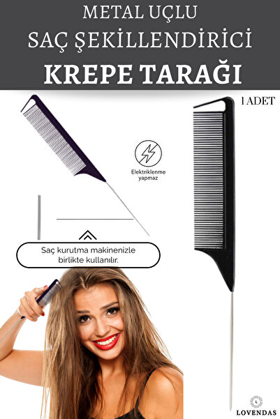 Lovendas Pieptene pentru crepă, pentru coafarea profesională a părului, cu vârf metalic