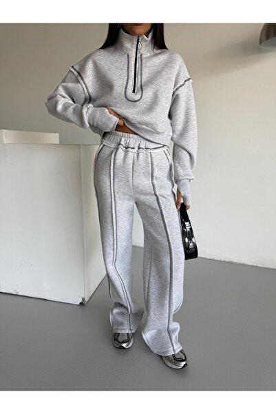 LUNES Set cu trei fire Ş cu căptușeală din fleece cu detaliu de cusut