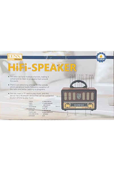 Generic Hi-Fi Retro Speaker with FM Radio, Bluetooth, USB/TF Playing, Remote Control, Rechargeable Battery,
