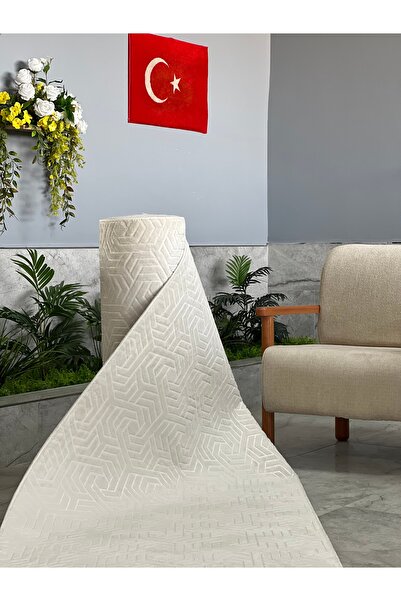 Dinarsu Armoni Halı Evpark Beyaz Kaymaz Keçe Taban Kesme Yolluk