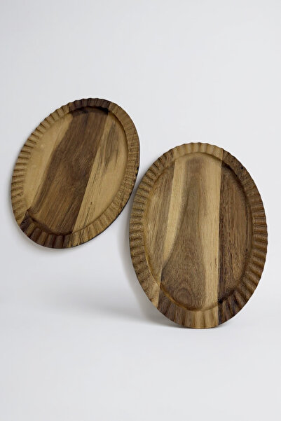 zezedesing Acacia Natural Oval Decorative Plate / Presentation Plate (2 Pieces)