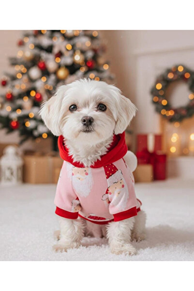 PATİBÖR New Year Santa Claus Patterned Hooded Cat Dog Sweatshirt