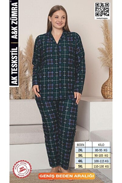 A&K ZÜMRA Front Buttoned Suede Velvet Winter Pajama Set Plus Size