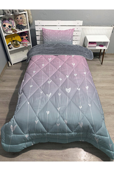 yok yok evim eve dair her şey Welsoft Fluffy Double-Sided Hearts Patterned Single Quilt Sleeping Set