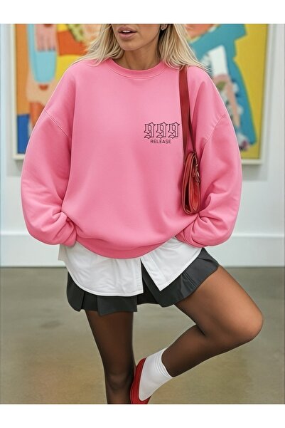 ArtYus Unisex Long Sleeve 999 Release Transfer Printed Oversized Crew Neck Sweatshirt