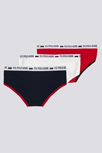 U.S. Polo Assn. 3-Pack of Girls' Underwear, Navy Blue, Red, White