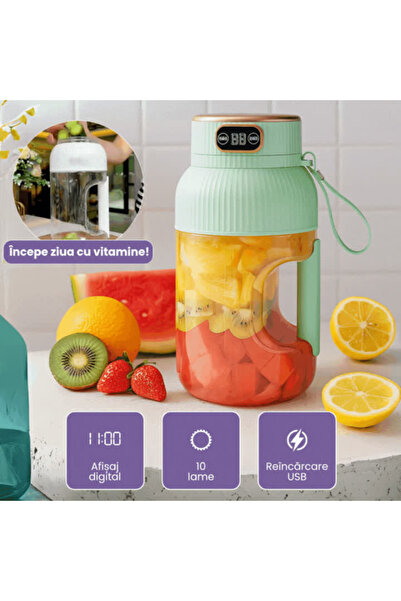 OferteTop Portable Blender with Digital Display and 10 Powerful Blades for Juices and Smoothies (1.2 Liters)