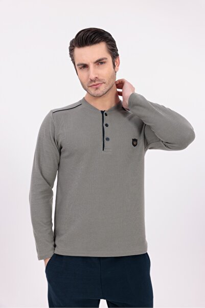 BLACKMORE Men's Green Jacquard Winter Long Sleeve Cotton Men's Pajama Set