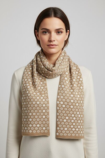 VARM Puantiyeli Uzun Geniş Triko Atkı