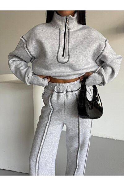 LUNES Set cu trei fire Ş cu căptușeală din fleece cu detaliu de cusut