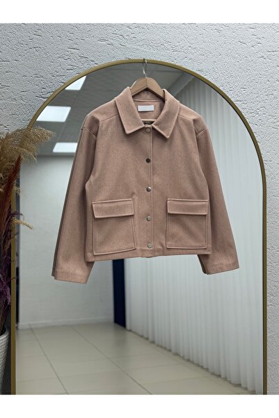 MİHRA STORE Jachetă scurtă Belita cu nasturi metalici-EN2170 Pudra