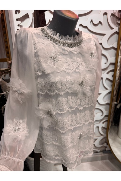 ŞEHRAZAT BUTİK Floral Detailed Stone Design Shirt