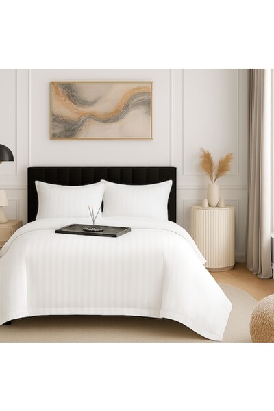 NufJoy Double Bed Damask Polycotton Bedding Set 4-piece XXL, White (230x260, 200x230, 2x50x70)