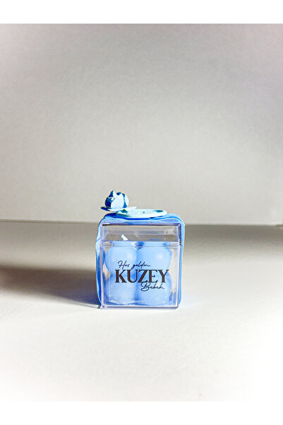 BETU Tasarım Çiçek ve Mühür Süslemeli Mavi Bubble Mum - 20 Adet - Doğum, Söz,...