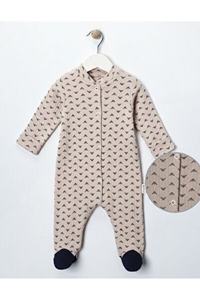 Noone Mini Patterned Baby Romper - Long Sleeves, Crew Neck