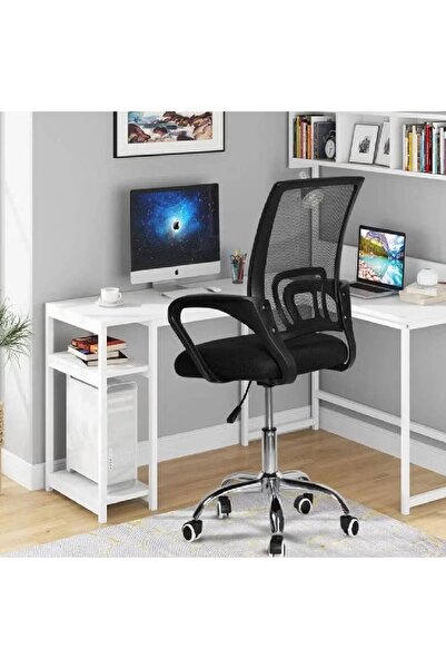 NKX كرسي مكتب مريح بظهر شبكي مع ارتفاع قابل للتعديل، أسود