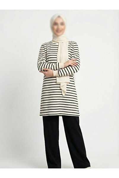 dcn giyim 1985 Women's Stretch Fabric Striped Tunic-25822