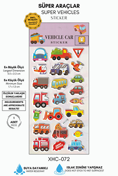 Mielibon Renkli Araç Sticker Seti – Eğlenceli Taşıt ve Trafik Çıkartmaları
