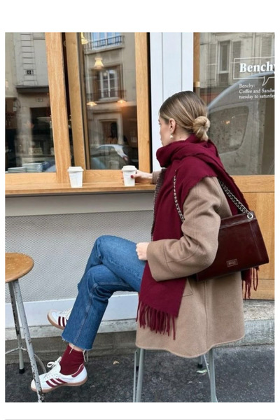 Köstebek Noua tendință supradimensionat eșarfă burgundy puffy shawl