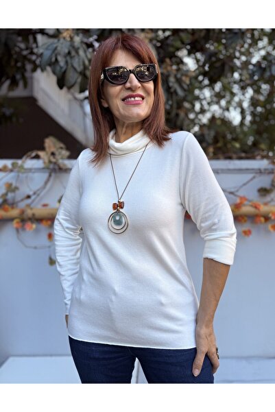 DenizEge Italian Degaje Collar Necklace Knitwear Ecru