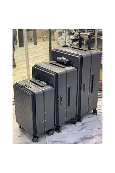 NKX Set of Three Hard Shell Aluminum Trolley Suitcases with 4 Spinner Wheels Size 20*24*28