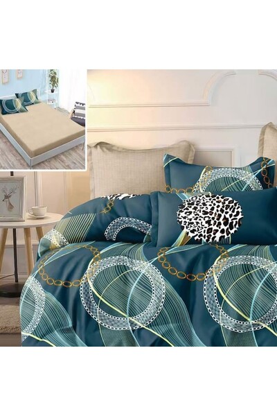 NufJoy 6-piece Double Finet Bedding Set NufJoy, Fitted 160x200/180x200, Duvet 200x230 (Dark Turquoise)