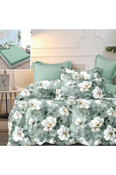 NufJoy 6-piece Double Bed Linen Set Finet Thick - Emerald Garden