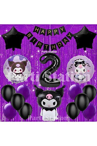 Parti Station مجموعة بالونات عيد ميلاد بعمر سنتين بطابع كورومي