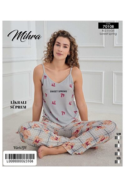 Mihra material elastic Set de pijamale cu bretele din frânghie super imprimat...