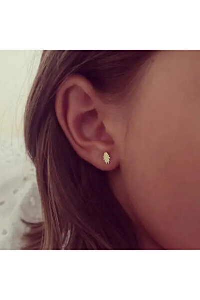 iNGRiKO 14K yellow gold child protection earrings with girl silhouettes