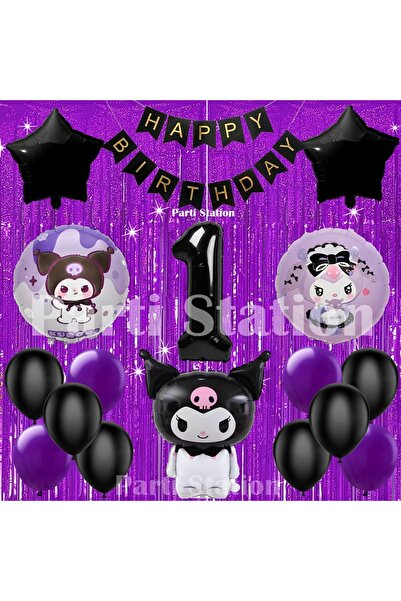 Parti Station مجموعة بالونات عيد ميلاد بعمر سنة واحدة بطابع كورومي