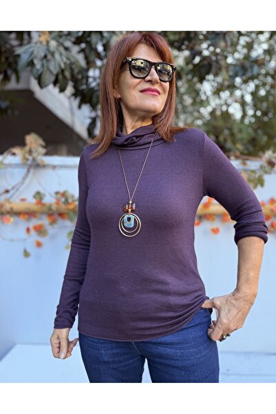 DenizEge Italian Degaje Collar Necklace Knitwear Plum