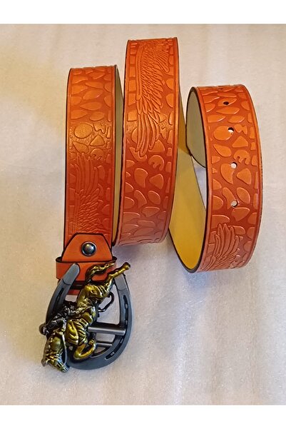 Butik Tülin Unisex Authentic Faux Leather Orange Eagle Printed Silver Bridle ...