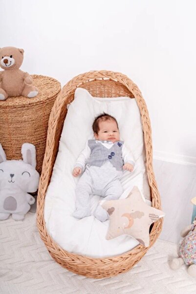 MİNİBORN Cotton Bow Tie Detailed Button Baby Boy Romper