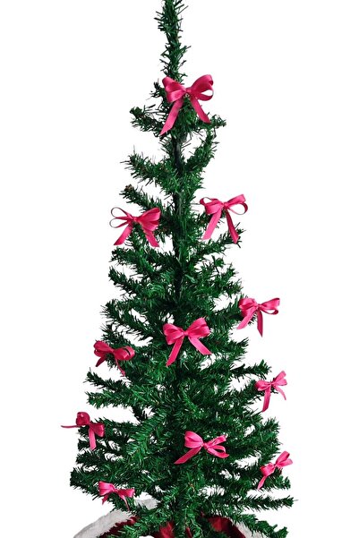 MODA NUR 12 Pieces of Fuchsia, Christmas Pine Tree Bow Ribbon. New Year Christmas Party Decoration Ornaments