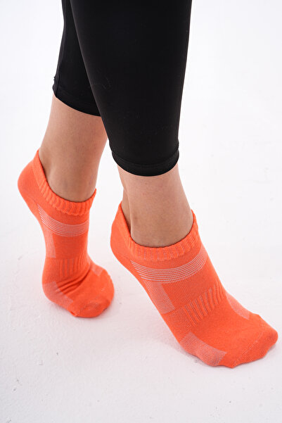 The huez 3-Piece Cotton Women's Socks, Breathable, Anti-Sweat Soft Booties Socks (Orange)