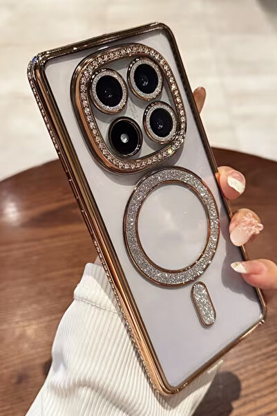 Nezih Case Redmi Note 14 Pro 4G-5G Uyumlu Taşlı Magsafe Şarj Özellikli Kamera...