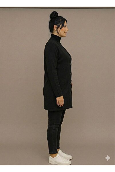 BAGİSTA BUTİK Season's Favorite Long Cardigan with Rescue Pockets and Buttons (90 cm)