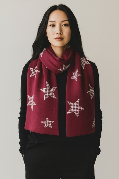 VARM Yıldız Desenli Geniş Atkı 35 X 200 cm