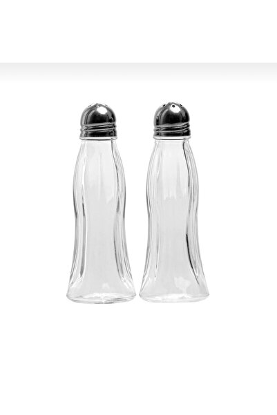 Paşabahçe Set of 2 Long Salt and Pepper Shakers with Metal Lids