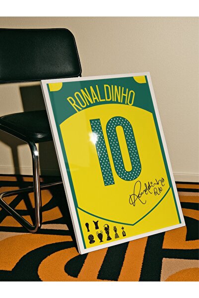 Base Concept Ronaldinho 10 İmzalı Forma Tablo Poster (Çerçeveli)