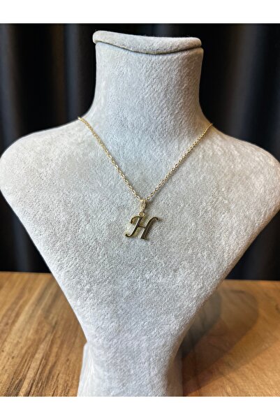 Mos Tespih H Harfi Lak Kaplama Gold Kararmaz Zincir Kolye