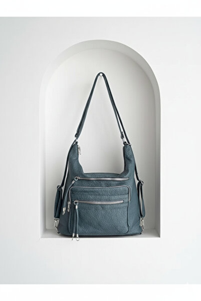 H&D COLLECTİON New Stylish and Convenient Soft Leather Multi-Section Large Size Backpack and Shoulder Bag